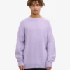 T-shirt de cuello redondo de lana merino oversize - Lavanda suave