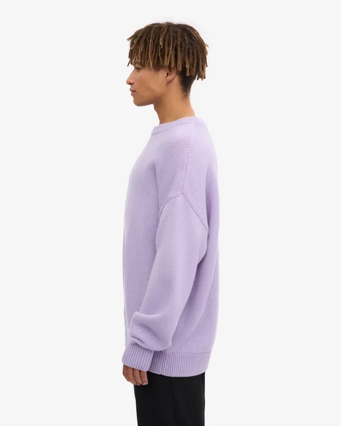 T-shirt de cuello redondo de lana merino oversize - Lavanda suave