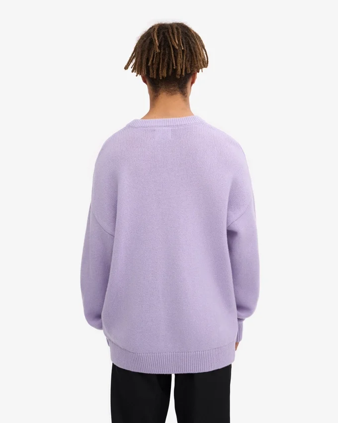 T-shirt de cuello redondo de lana merino oversize - Lavanda suave