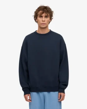 T-shirt orgánica de cuello redondo oversize – Azul marino