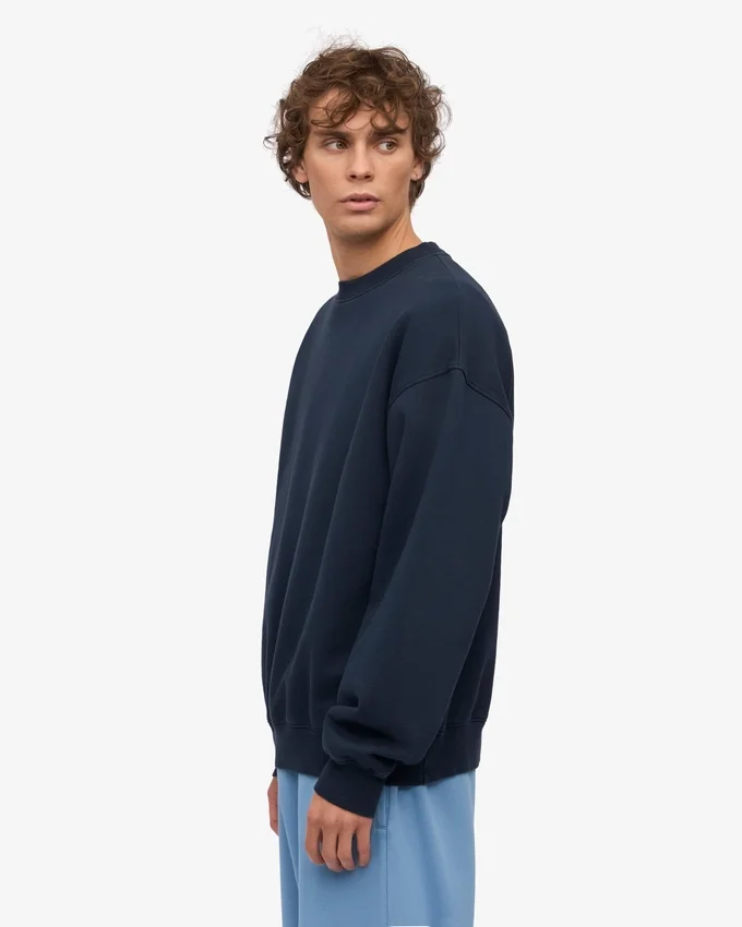 T-shirt orgánica de cuello redondo oversize - Azul marino