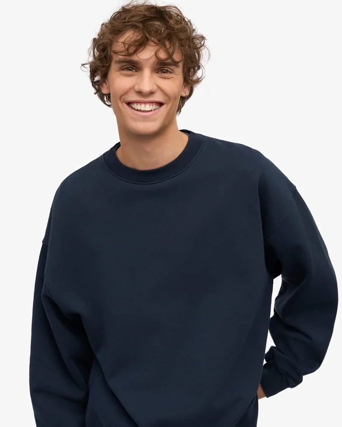 T-shirt orgánica de cuello redondo oversize - Azul marino